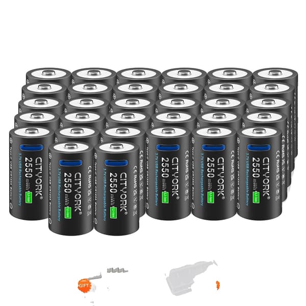 Genopladeligt CR123A-batteri, 2550mWh kapacitet, alsidigt til lommelygter,32 stk 16340 batteri