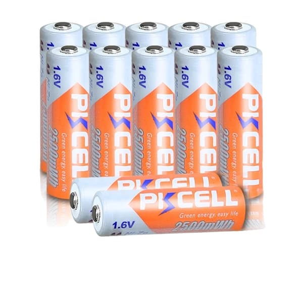 Laddningsbara AA-batterier, 1,6V Ni-Zn, 2500mWh kapacitet,12 st