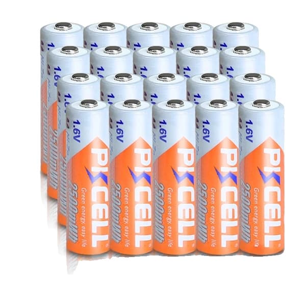 Ladattavat AA-paristot, 1.6V Ni-Zn, 2500mWh kapasiteetti,20 PC