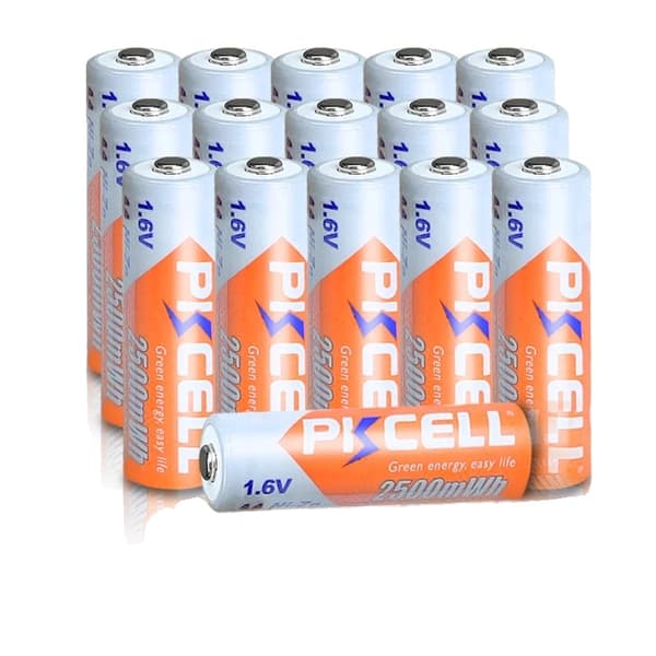 Ladattavat AA-paristot, 1.6V Ni-Zn, 2500mWh kapasiteetti,16 PC