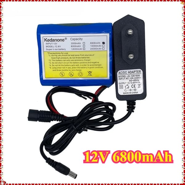 12V Lithium-ion batteri, 6800mAh kapacitet, 12.6V oplader,1 batteri 1A oplader