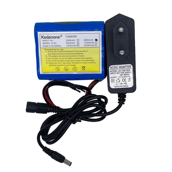 12V Lithium-ion batteri, 6800mAh kapacitet, 12.6V oplader,1 batteri 1A oplader