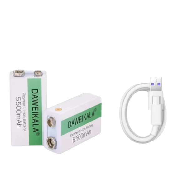 9V litiumakku, 5500mAh kapasiteetti, kompakti muotoilu,9V USB5500 2kpl