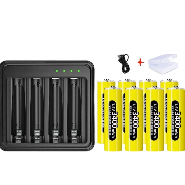 1.5V AA Genopladeligt Lithiumbatteri Sæt, Hurtig Opladning, 3400mWh Kapacitet,L155Lader 8Batteri