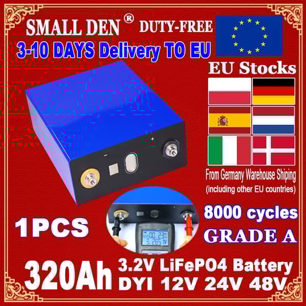 Grade A Lifepo4 Batteri, 320Ah Kapacitet, 8000 Cyklusser,1STK