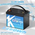 Miniatyrbillede 2 af 2: 12V 100Ah LiFePO4-batteri, 1280Wh energikapacitet, lang cykluslevetid,12V 100AH 260mm BT