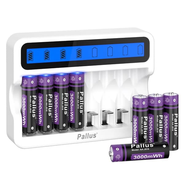 3000mWh Li-Ion AA ladattava akku, 1.5V lähtö, 1500 lataussykliä,8kpl akku SET-a, 1,5V