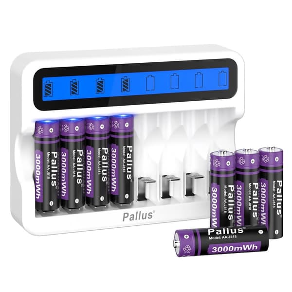 3000mWh Li-Ion AA ladattava akku, 1.5V lähtö, 1500 lataussykliä,8kpl akku SET-a, 1,5V