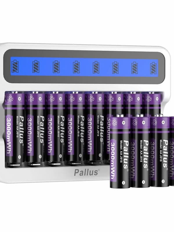3000mWh Li-Ion AA genopladeligt batteri, 1,5V udgang, 1500 opladningscykler,12 stk batteri SET-a, 1,5V