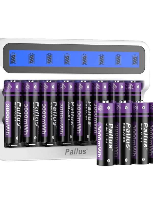 3000mWh Li-Ion AA genopladeligt batteri, 1,5V udgang, 1500 opladningscykler,12 stk batteri SET-a, 1,5V