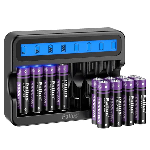 3000mWh Li-Ion AA genopladeligt batteri, 1,5V udgang, 1500 opladningscykler,12 stk batteri SÆT, 1,5V