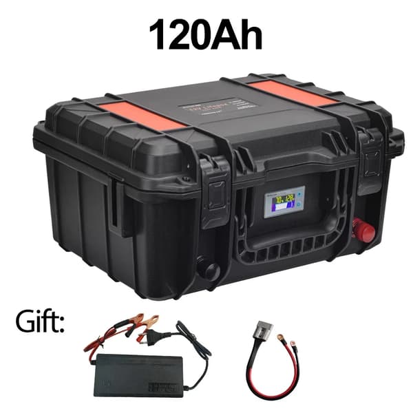 LiFePO4-batteri, 100Ah/120Ah kapacitet, Bluetooth-aktiveret,Orange 120Ah Batteri