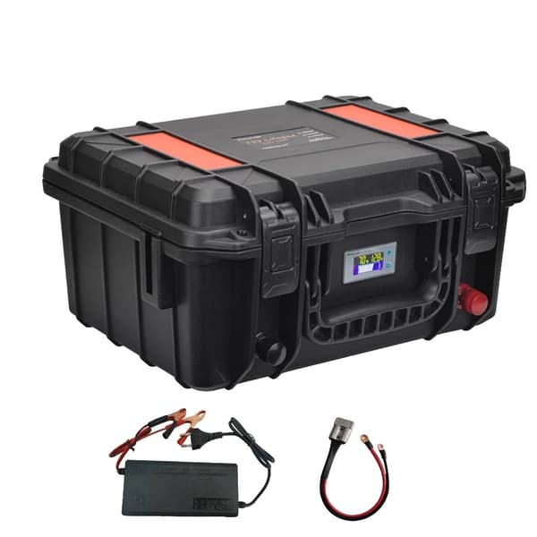 LiFePO4-batteri, 100Ah/120Ah kapacitet, Bluetooth-aktiveret,Orange 120Ah Batteri