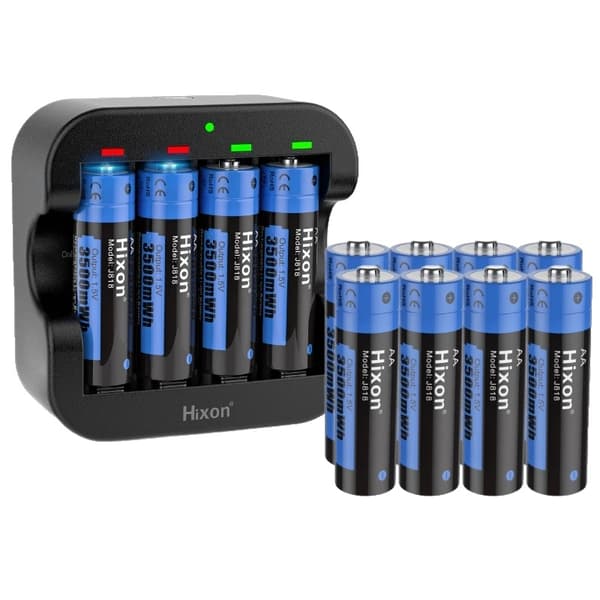 Hixon Li-Ion genopladelige AA-batterier, 3500mWh kapacitet, hurtig opladning 1,5V,12PC Batteri SÆT, 1,5V