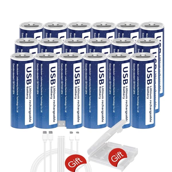 PALO USB genopladelige batterier, 1,5V lithium, 2800mWh kapacitet,18 stk