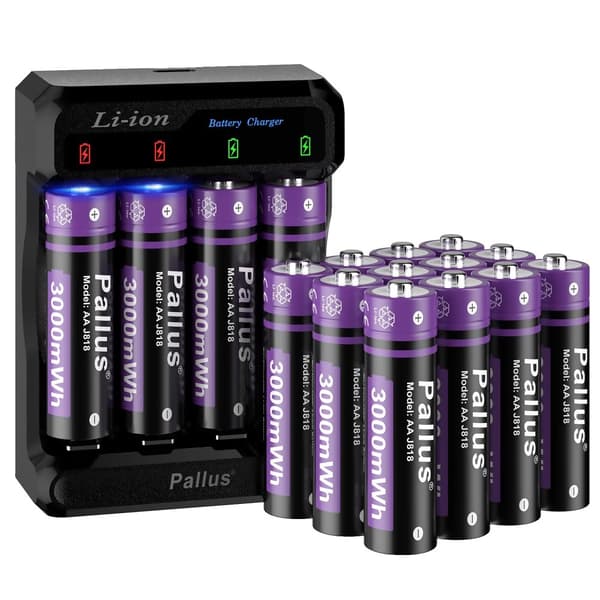 Li-Ion genopladelige batterier, 3000mWh kapacitet, 2000mA kontinuerlig afladning,1.5V, 16pc Batteri SÆT-a