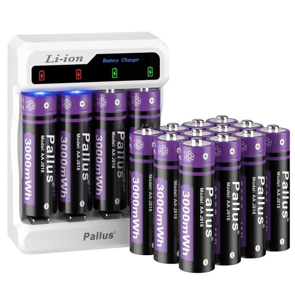 Li-Ion genopladelige batterier, 3000mWh kapacitet, 2000mA kontinuerlig afladning,1.5V, 16stk Batteri SÆT