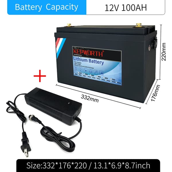 Litium-rautafosfaattiparisto, mukana BMS, eri kapasiteetteja,12V 100AH-332mm