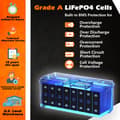 Miniatyrbillede 3 af 4: 12V LiFePO4 batteripakke, 100Ah kapacitet, IP63 vandtæt rating, indbygget 100A BMS