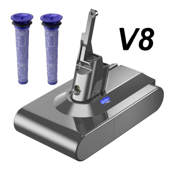 Genopladeligt batteri, 6,0 Ah kapacitet, Li-Ion teknologi,V8 Med 2Stk Filter, 21.6V