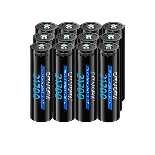 21700 Genopladeligt Lithium-ion Batteri, 5200mAh Kapacitet, 1000 Opladningscykler,12PCS