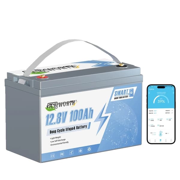 12V 100Ah Lithiumbatteri, 1280Wh Energi, 6000+ Cyklusliv, 100A BMS,12V 100AH Bluetooth