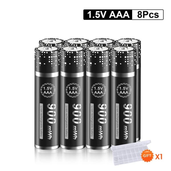 Genopladelige AAA Lithium Ion Batterier, HR3 Li-ion Celler, Smart Oplader Inkluderet, 8 batteri