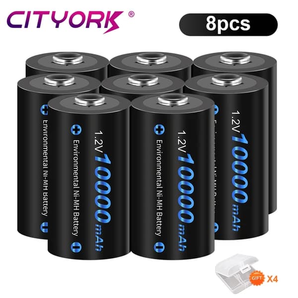 Genopladeligt D-størrelse batteri, høj kapacitet, NI-MH teknologi, 8PCS D Batteri