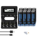 Miniatyrbillede 1 af 2: Genopladelige batterier, 3000mWh kapacitet, AA & AAA oplader, 12AA 1 Oplader