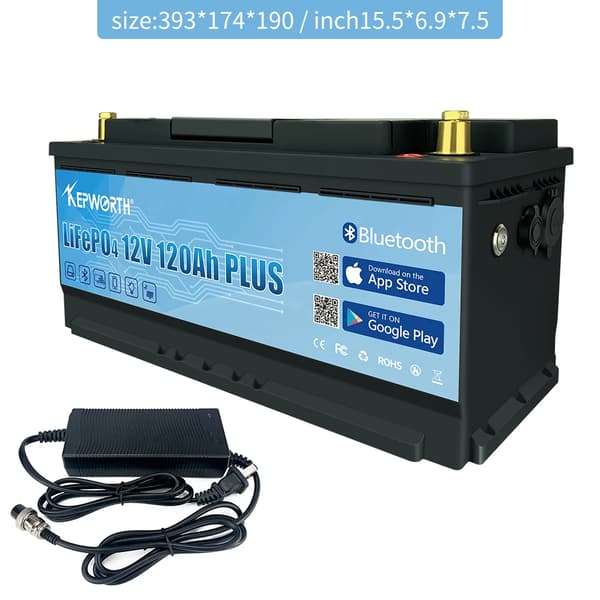 LiFePO4 Lithiumbatteri, 12V 120Ah, Bluetooth-funktionalitet,12V 120Ah Bluetooth