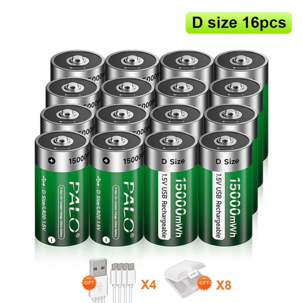 Genopladeligt Lithium-ion Batteri, USB Opladning, Egnet til Gas Komfur/Vandvarmer, 16PCS batteri