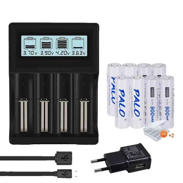 Genopladeligt batteri, 37V kapacitet, 4 slots oplader, 8 stk og oplader