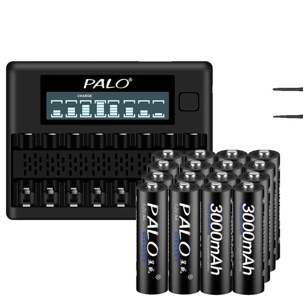 PALO AA Genopladelige Batterier, 3000mAh Kapacitet, NI-MH Teknologi,16 AA og 1 oplader