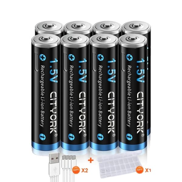 Genopladeligt AAA-batteri, Høj kapacitet, USB-genopladeligt, 8 stk