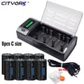 Miniatyrbillede 2 af 2: C Størrelse Genopladelige Batterier, 5000mAh Kapacitet, Alsidige Anvendelser,8batteri 1oplader, 1,2V