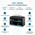 Miniatyrbillede 4 af 4: LiFePO4 batteripakke, 12,8V, 100Ah, 1280Wh strøm,Sort