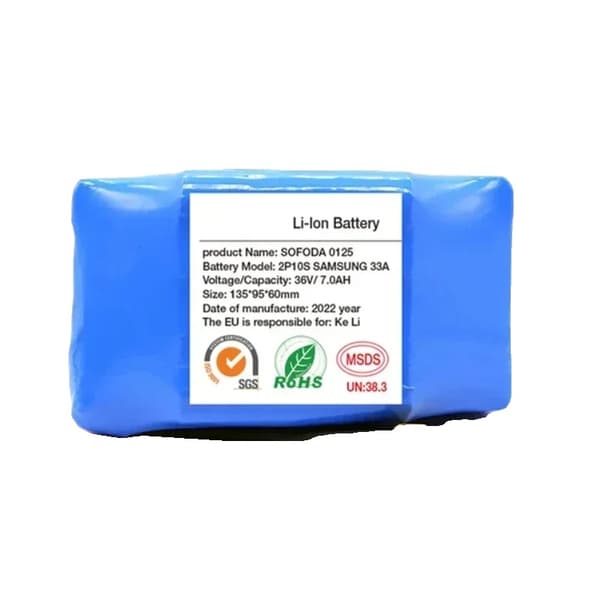Genopladeligt lithiumbatteri, 36V, 10S2P design,7000mAh