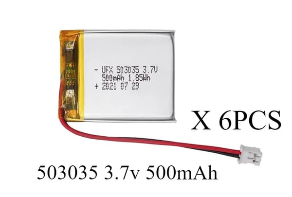 Lithium Polymer Batteri, 500mAh, 10STK,6 STK, 3.7V