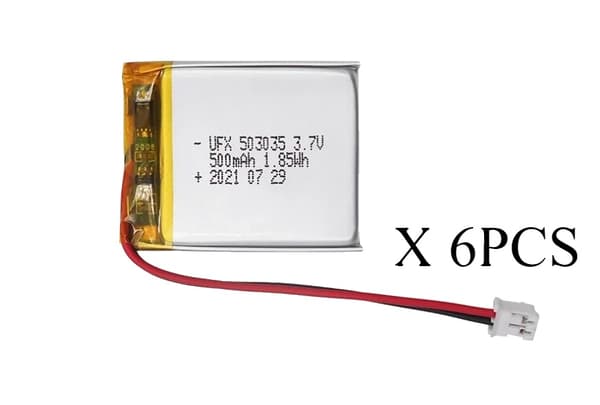 Lithium Polymer Batteri, 500mAh, 10STK,6 STK, 3.7V