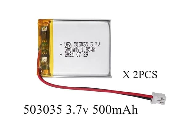 Lithium Polymer Batteri, 500mAh, 10STK,3.7V, 2 STK