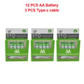 Miniatyrbillede 2 af 2: AA USB genopladeligt batteri, 2600mWh kapacitet, 1.5V spænding, 4 pakke,12 pcs AA og 3kabel