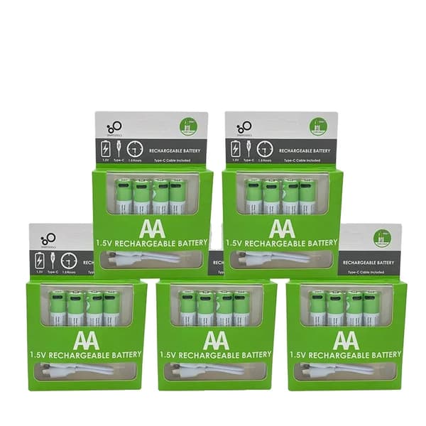 AA USB genopladeligt batteri, 2600mWh kapacitet, 1.5V spænding, 4 pakke,20 stk AA og 5kabel
