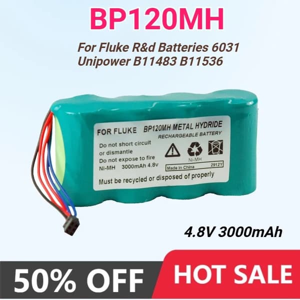 BP120MH Batteri, Genopladelig, 3000mAh, 4.8V,For Fluke BP120MH