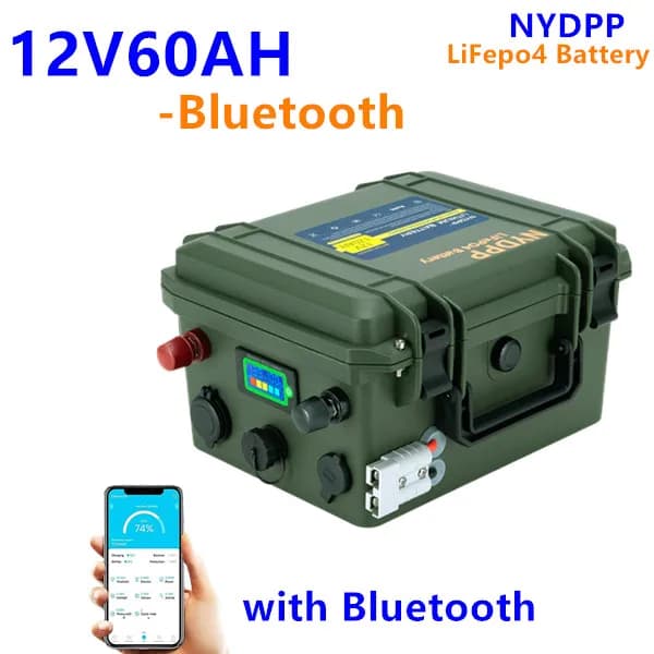 12V LiFePO4-batteri, 60AH / 80AH, Dimensioner 275 x 235 x 165 mm, Nominel spænding 12,8V,12V 60AH-Bluetooth