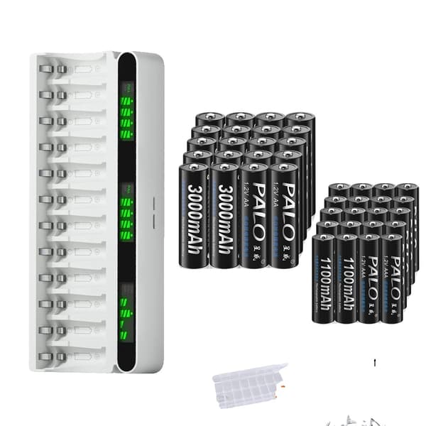 Ladattavat akut, Ni-MH, 2200mAh kapasiteetti,20AA 20AAA 1 Laturi