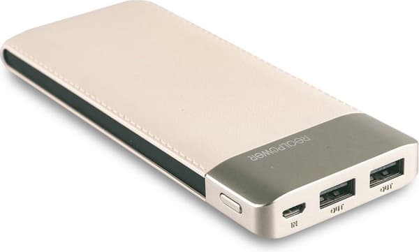 RealPower PB-8000 Power Bank LiPo 8000 mAh 282243 Sort, Champagne