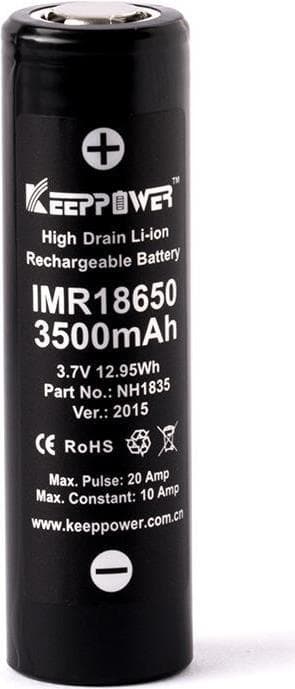 ALLNET powerbank 18650 f.eks. Keeppower IMR18650/Panasonic NCR18650GA 3,6V - 3,7V 3500mAh Li-Ion/Batteri *ALLTRAVEL* + Mærket/Detail+ Pakke med 2 (IMR
