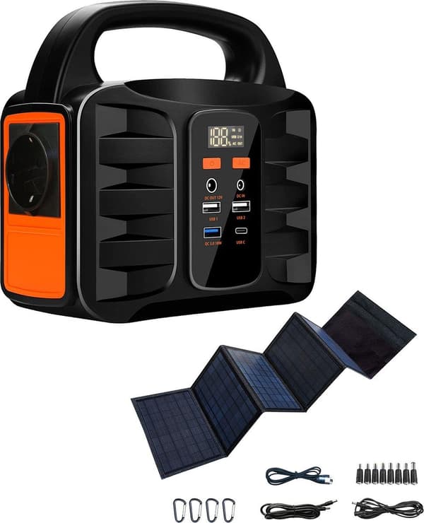 Denver PPS-42000 Portable Power Station inkl. solpanel (117140000600) Svart, Orange