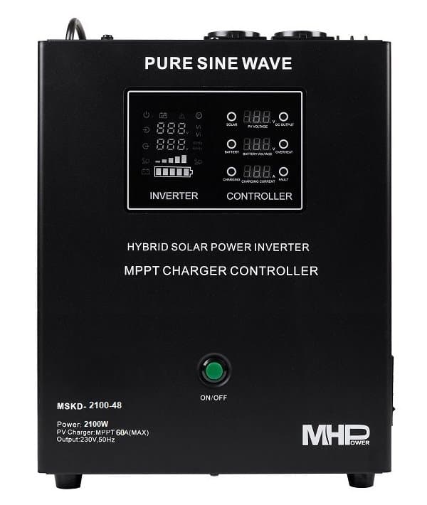 MHPower záložní zdroj MHPower MSKD-2100-48, UPS, 2100W, čistý sinus, 48V, solární regulátor MPPT