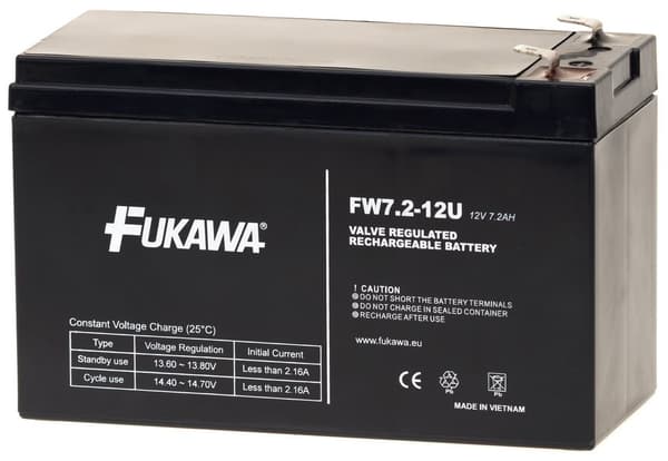 FUKAWA olověná baterie FW 7,2-12 F1U do UPS APC/ AEG/ EATON/ Powerware/ 12V/ 7,2 Ah/ životnost 5 let/ Faston F1-4,7mm